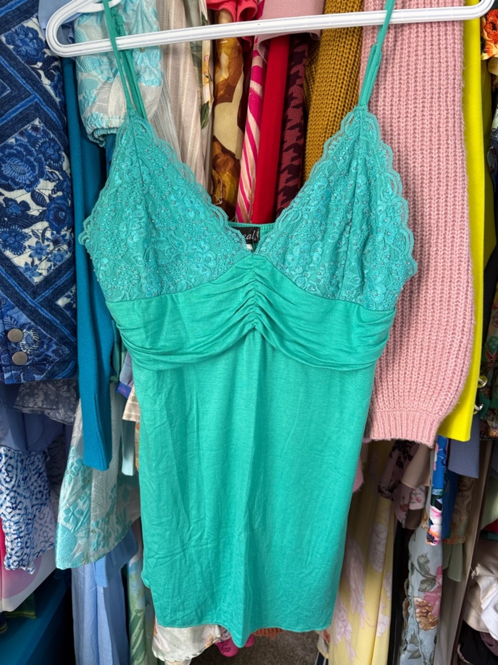 Y2K Wet Seal Turquoise Lace Cami Top